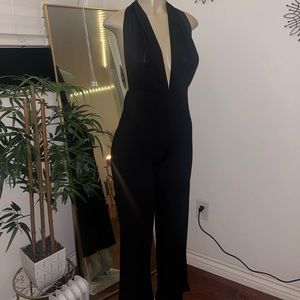 Black halter tie neck bodysuit